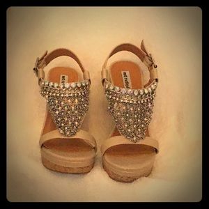 Not Rated, jeweled wedge heels.